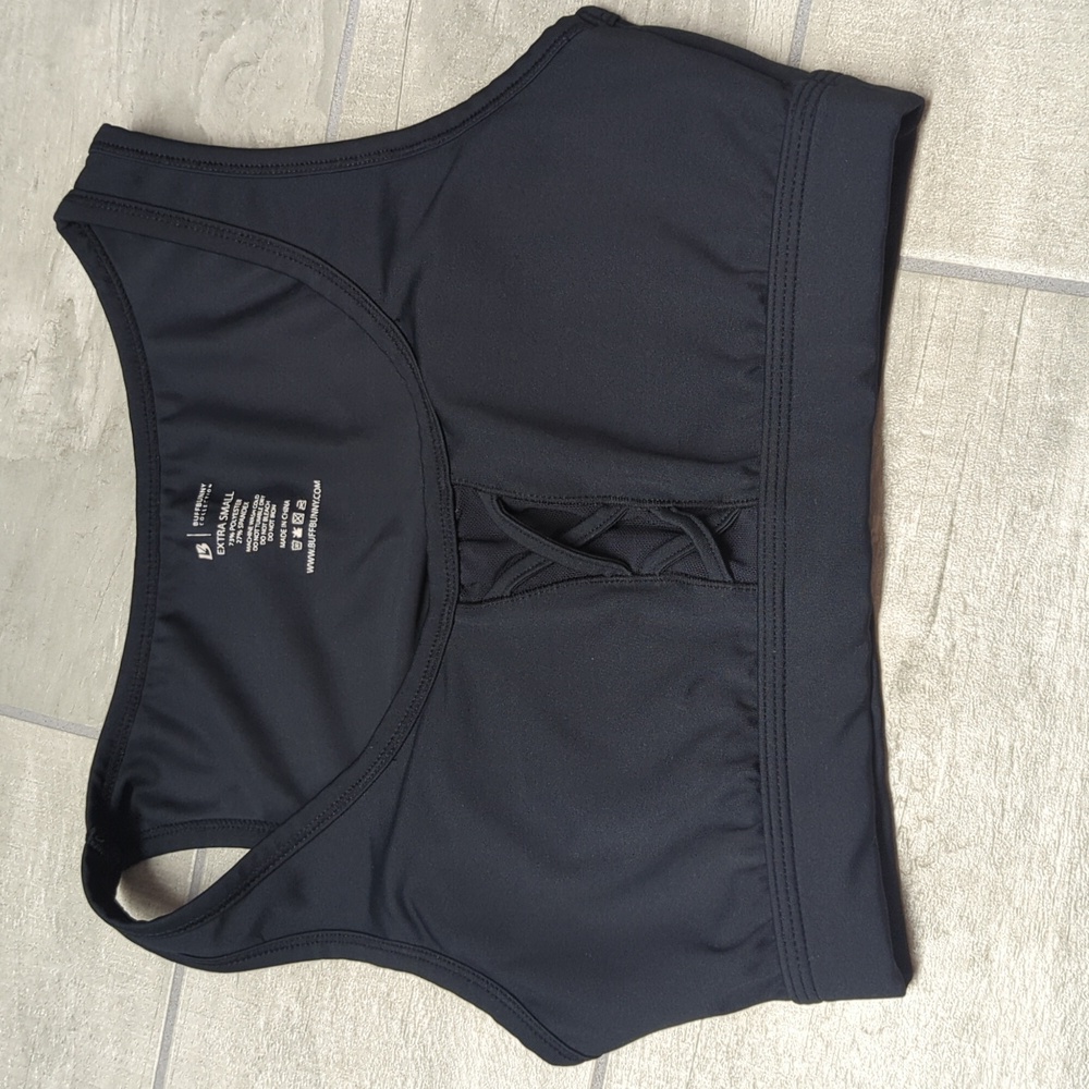 Buffbunny Black Cross My Heart Sports Bra, size XS